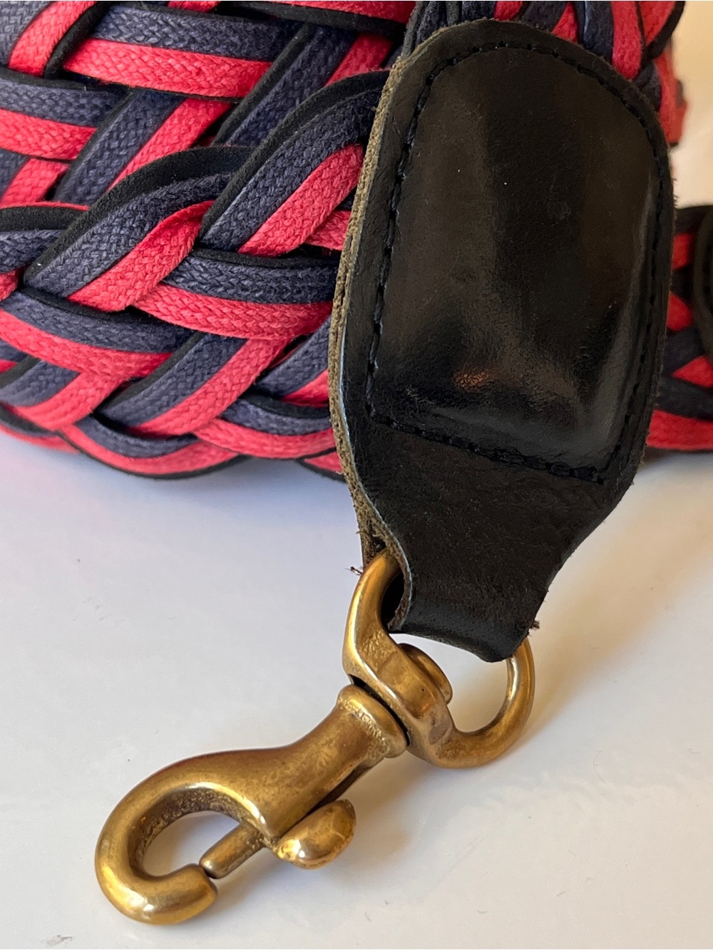 Clare V. Braided Crossbody Bag Strap in Navy and Red - Picture 4 of 7